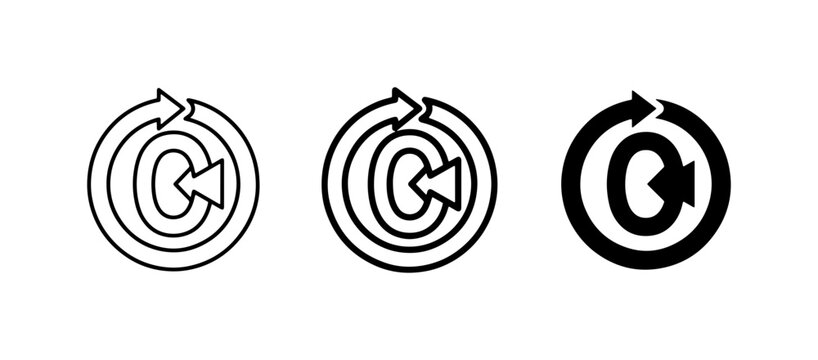 Copyright Symbols, Circular Arrows, Intellectual Property Icons, Creative Commons Icons, Legal Protection