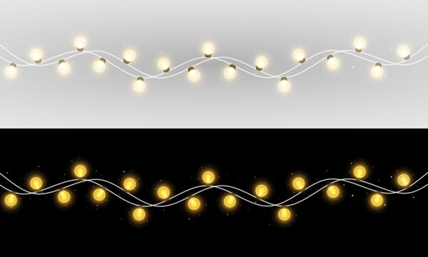 Glowing Christmas String Lights. Festive Holiday Garland.