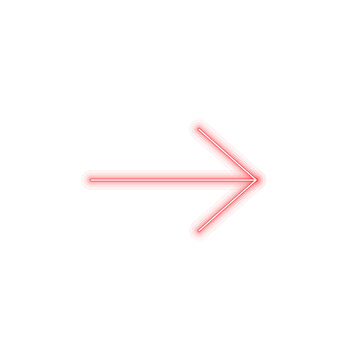 Arrow Glowing Neon Sign Icon on Transparent Background, Red