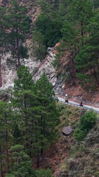 Vertical Aerial View of Winding Mountain Road in Pangi Valley, Himachal Pradesh
