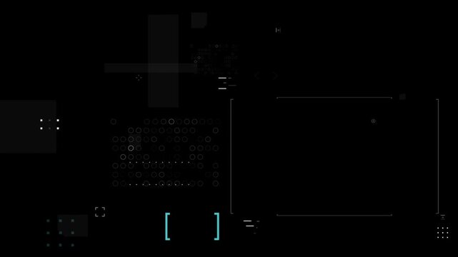 4K futuristic video overlay template with animated Minimal HUD Technology interface elements for cyber and futuristic concept