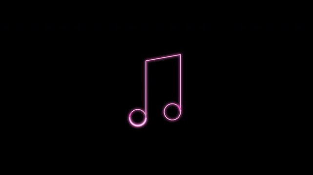 Music Note Neon Sign Icon Light Sweep, Seamless Loop, Pink Alpha 4K