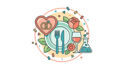 Fototapeta premium Wedding celebration flat design vector illustration