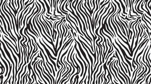 Black and White Zebra Animal Print Seamless Vector Pattern Background