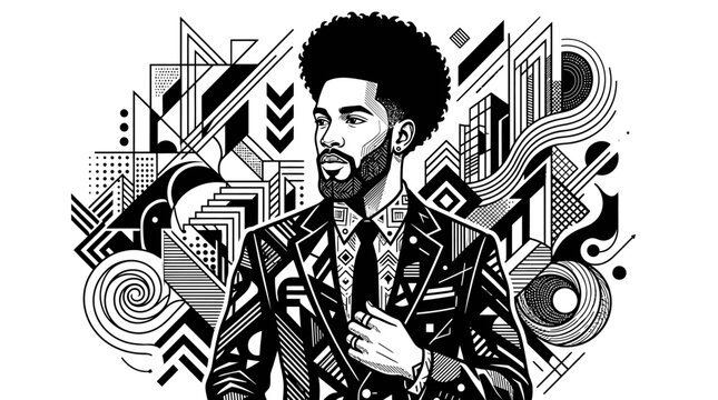 Man with Afro in Suit.
