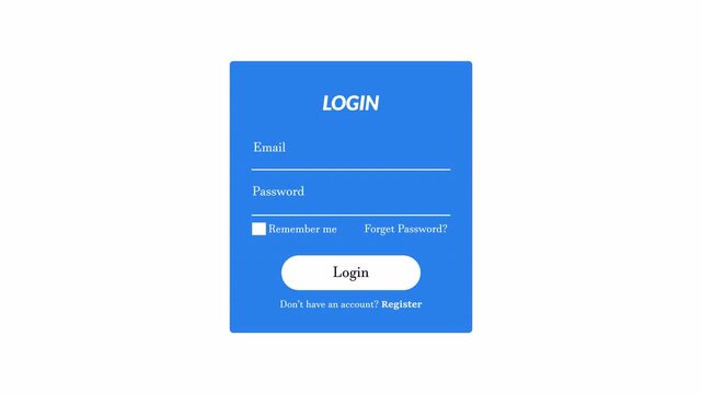 Modern Login Screen UI Animation on Transparent Background, login interface with Email and password, 4K Alpha Channel	