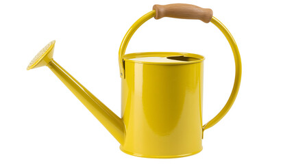 Yellow metal watering can with wooden handle © Lysander