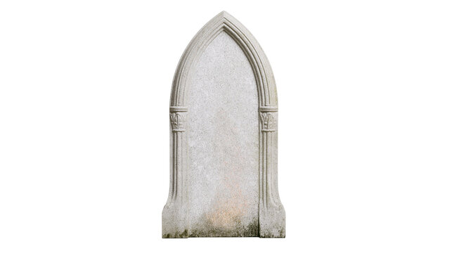Gothic style stone tombstone with decorative columns