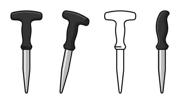 Set of professional hand awls and punch tools with T-handles