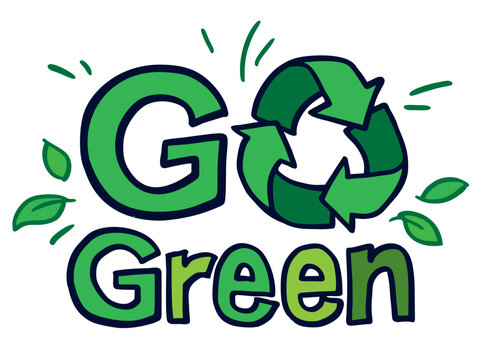 Sketch doodle go green recycle illustration. Recycle icon sign for ecological. Hand-drawn style vector