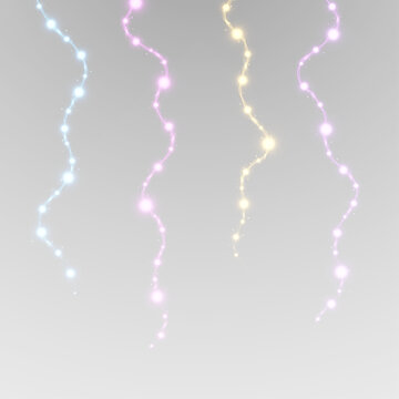 Christmas Garland with Glowing Lights. Festive String Light Decoration.