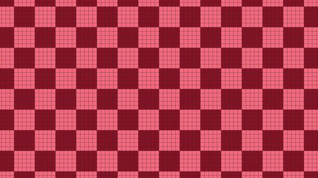 グリッド線が表示されたドット風の赤色市松模様背景アニメーション／A red pixel-style checkered background animation with visible grid lines