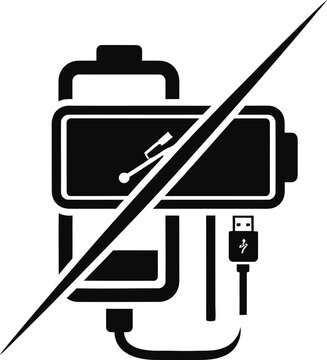 No charging symbol with battery and cable icon charging prohibited technology forbidden