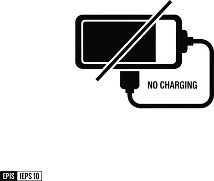 No charging warning sign with battery icon charging prohibited technology forbidden electric