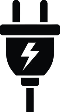 Black electrical power plug icon with lightning bolt symbol electrical electricity lightning