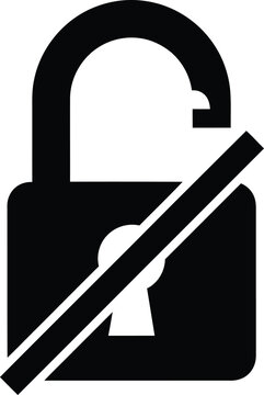 Unlocked padlock icon with prohibition diagonal line unlocked security prohibition restricted