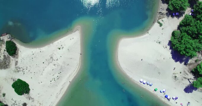 Glarokavos Beach Halkidiki Greece Aerial Drone View Lagoon