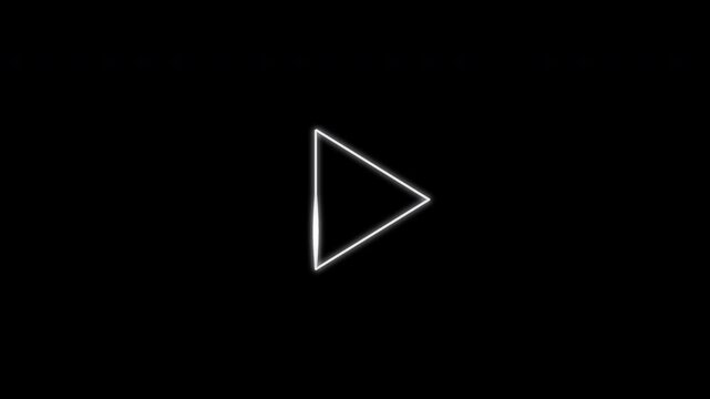 Play Button Neon Sign Icon Light Sweep, Seamless Loop, White Alpha 4K