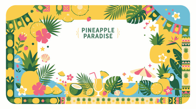 Pineapple Paradise tropical summer drink and fruit frame