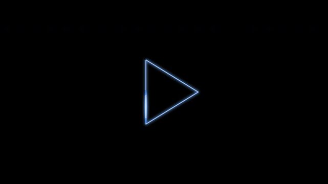 Play Button Neon Sign Icon Light Sweep, Seamless Loop, Blue Alpha 4K