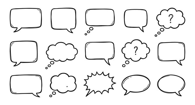 Hand drawn speech bubbles and thought clouds with question marks speech bubble thought cloud question mark thinking bubble dialogue box