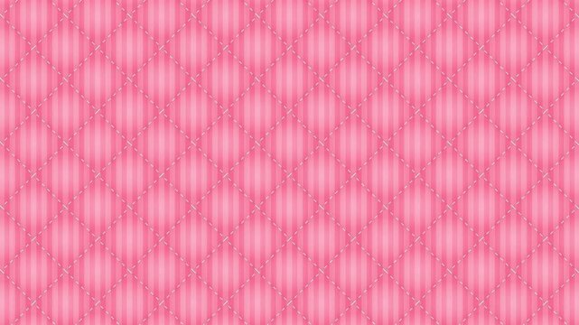 ピンク色のストライプ柄のキルティングを表現した背景素材／A pink striped quilted background