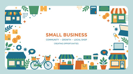 Fototapeta premium Small business community growth concept icons banner