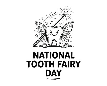 NATIONAL TOOTH FAIRY DAY vector illustration isolated on white background