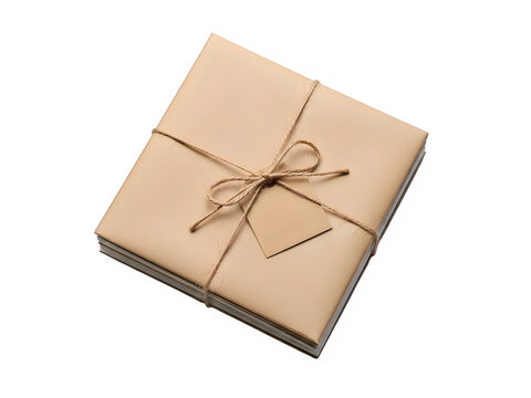 Brown gift box tied with twine ribbon