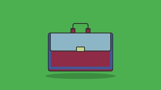 2D Flat Business Briefcase Animated Loop Motion Graphic on Green Background