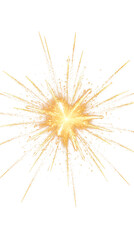 Obraz premium Estallido de estrella dorada con destellos brillantes, partículas de luz y rayos radiantes sobre un fondo transparente. Un efecto visual de celebración, energía y elegancia. PNG