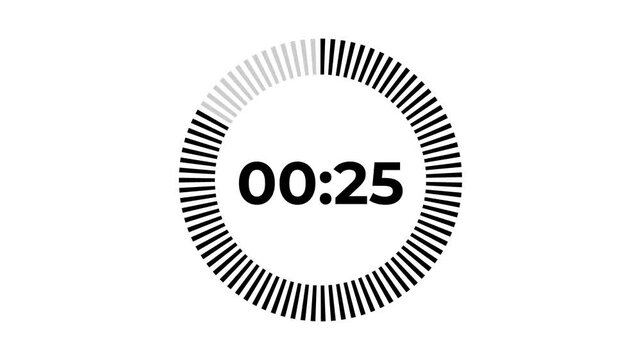 30 seconds circle countdown timer animation from 30 to 0 seconds, digital countdown timer transparent background. 30 seconds countdown timer animation.