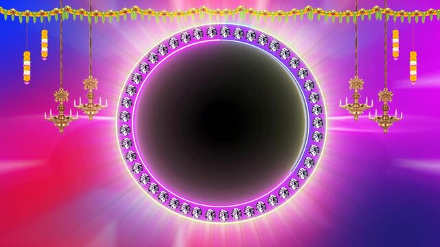 Pink Festive Diamond Circle Frame Background Video Loop