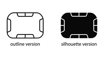 SIM Card Outline and Silhouette: Two representations of a SIM card, one as a clear outline and the other as a solid silhouette, showcasing the shape and design of the electronic component. © Asma