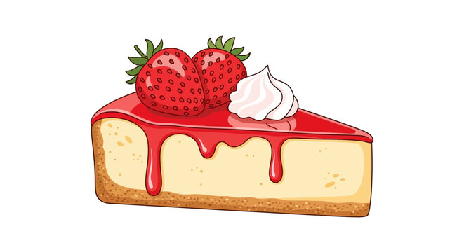 Delicious slice of strawberry cheesecake dessert.