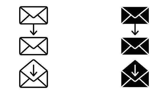 Email exchange graphic: A visual representation of email communication, showing a sequence of envelopes transitioning from closed to open, signifying sending, receiving, and delivery processes.