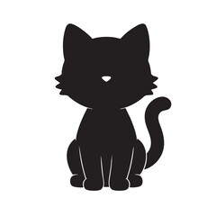 Black cat silhouette sitting © Emam's Creation