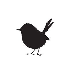 Obraz premium Black silhouette bird standing isolated on white background, Vector, illustration