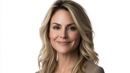 Naklejka premium Portrait of a bright happy blonde woman. Positive cheerful emotions.
