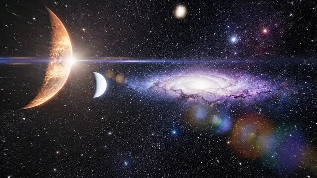 Cinematic Spiral Galaxy | Glowing Planet Drifting Through Deep Space Universe