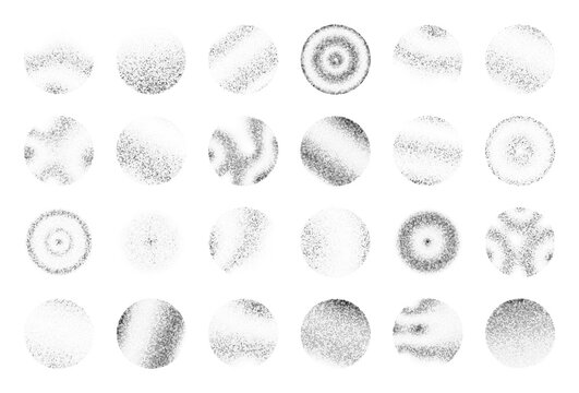 Set of abstract halftone dotted circles