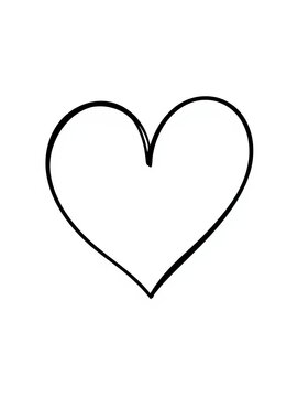 Simple black heart outline with curvy lines concept of love vector illustration, delicate, ornate