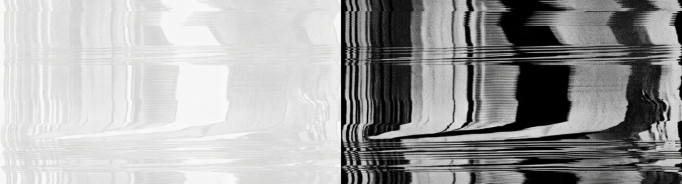 Abstract white and grey glitch texture with vertical distortion and digital noise pattern, modern light background for futuristic technology concept, UI design, creative web layout and branding
