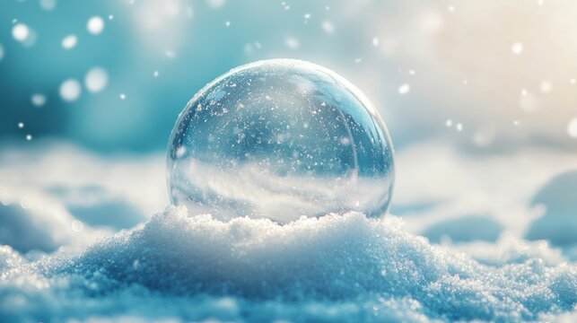Christmas tree in Glass snow globe on red background, Christmas decorative design with white snowdrift,snowflakes,glow garland,3d decorative garland glow.Xmas Decorations,Vector illustration.