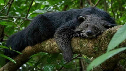 Obraz premium Binturong Resting on a Tree Branch