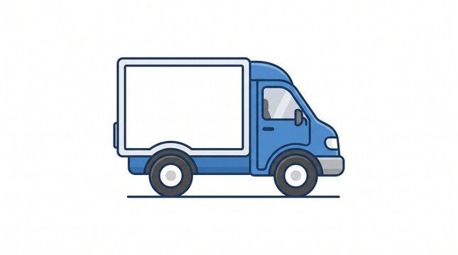Blue delivery truck icon. Vector illustration of a cargo van for logistics and shipping.