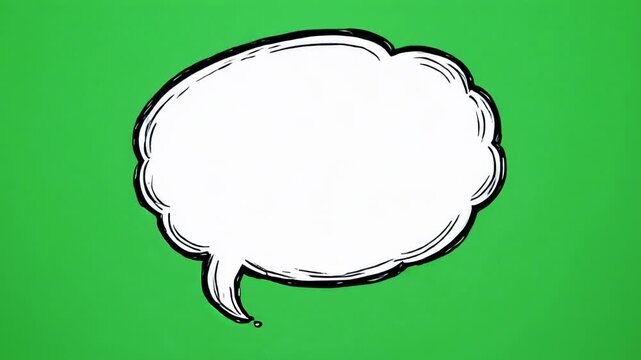 Hand drawn speech bubble animation on green screen with copy space for text
