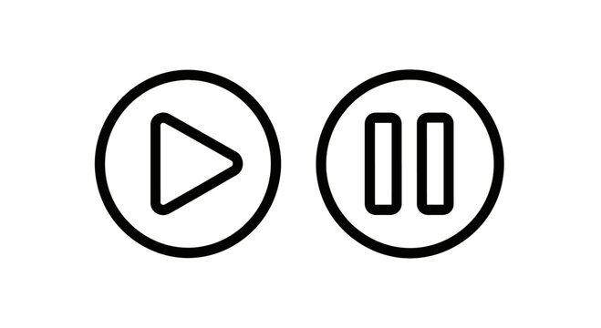 Player play and pause button interface icons with interface multimedia playback application software streaming navigation illustration