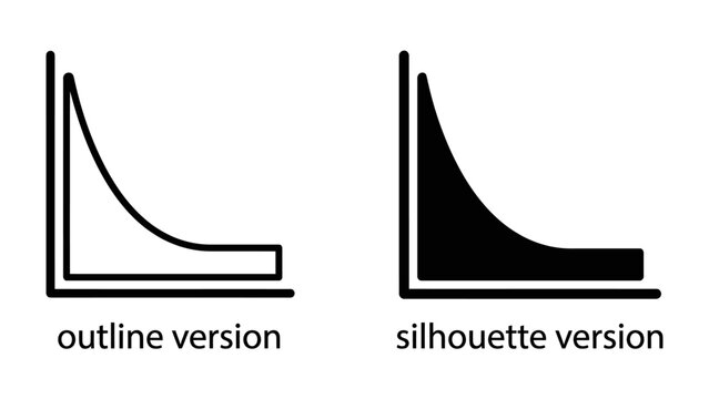 Graph Representation: Two distinct graph illustrations, one an outline and the other a silhouette, depicting a curve descending from a high point and flattening out.