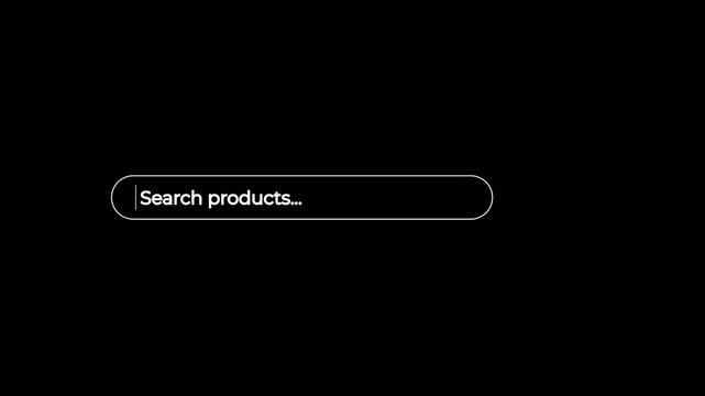 glowing search button animation with modern search bar on black background.